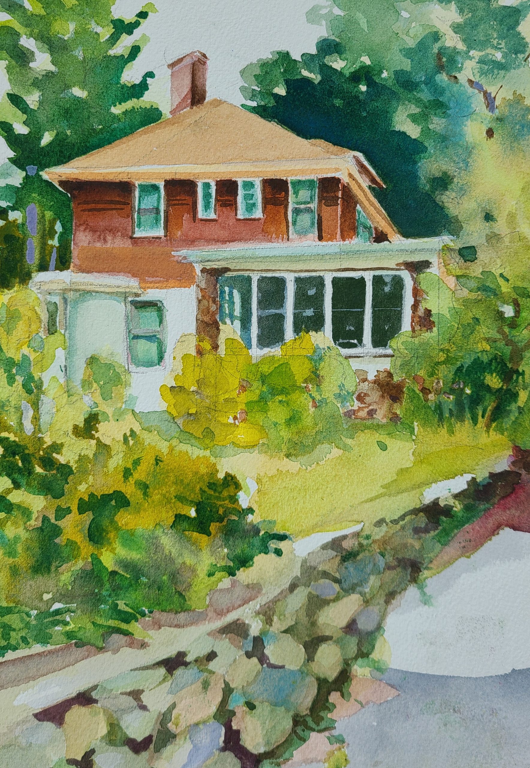 Joanna Dole red house watercolor