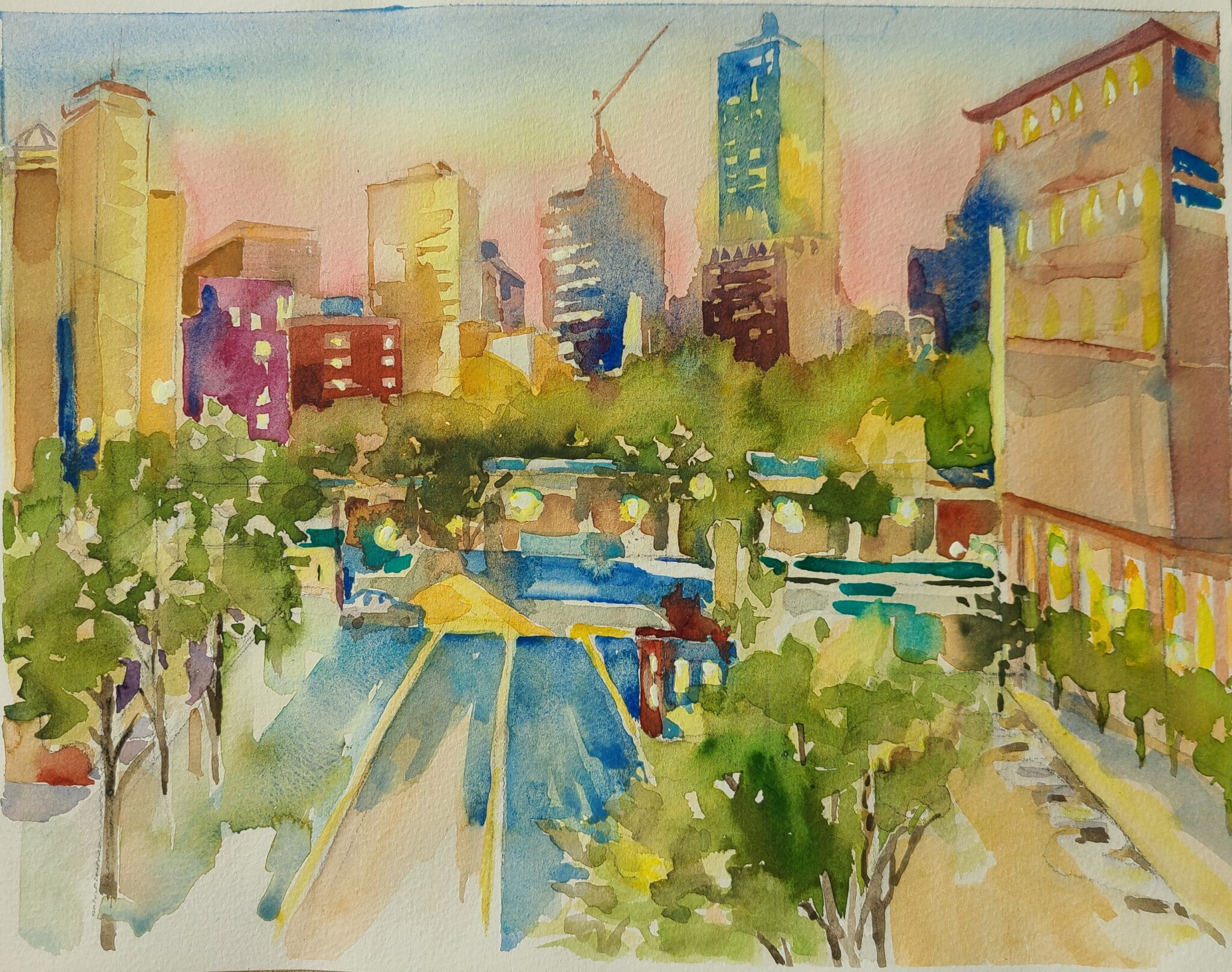 View Towards Harrison Avenue Joanna Dole Watercolor for sale
