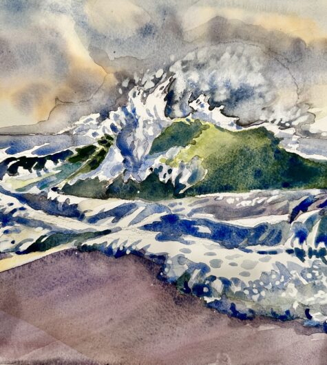 Crashing Wave Watercolor Painting
