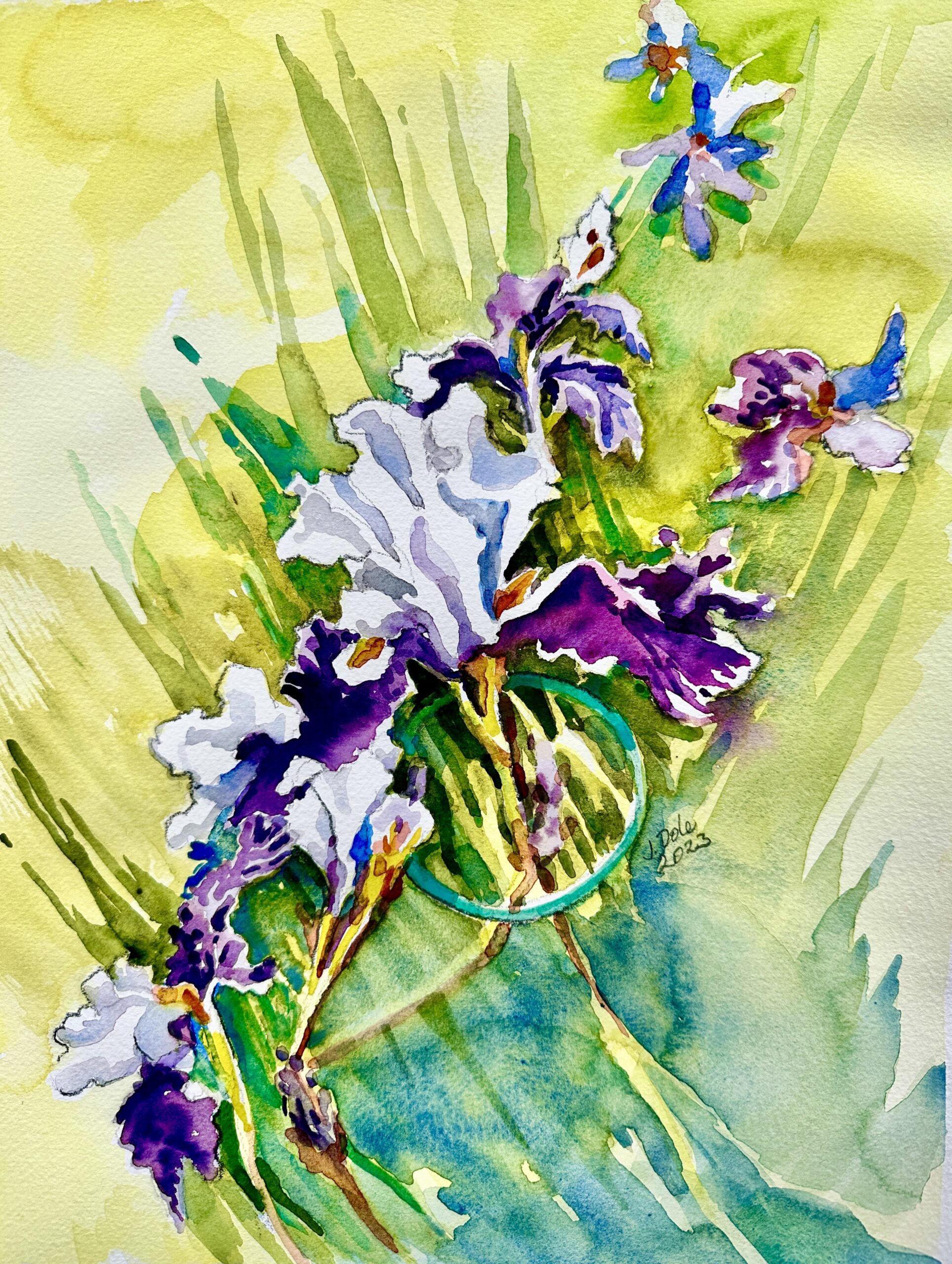 Spring Iris Watercolor Painting