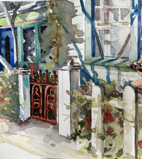 Garden in Gloucester watercolor painting