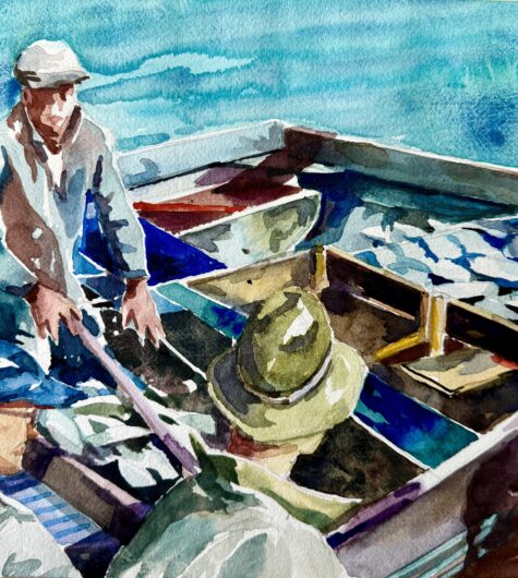 Big Catch watercolor painting
