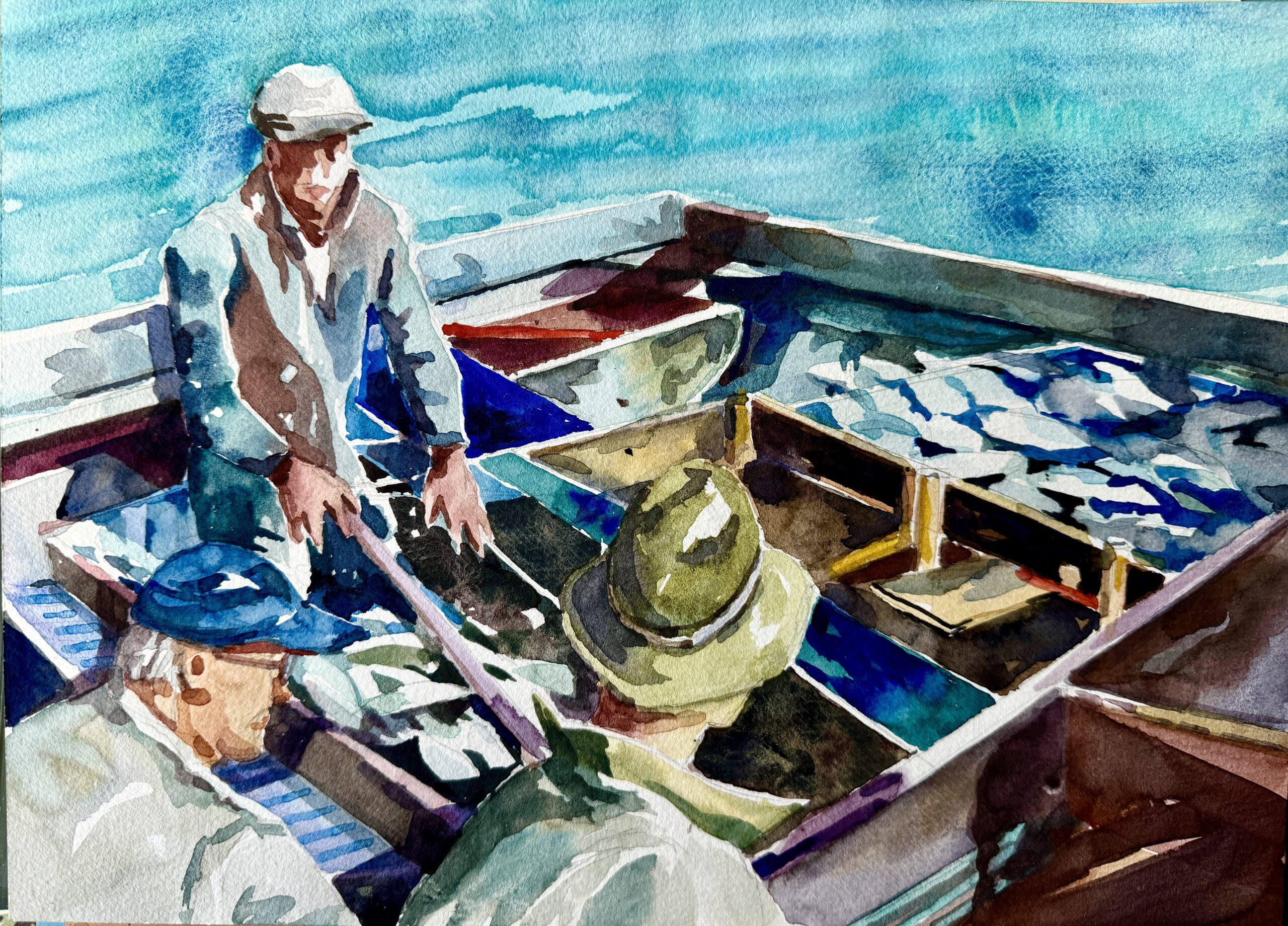 Big Catch watercolor painting