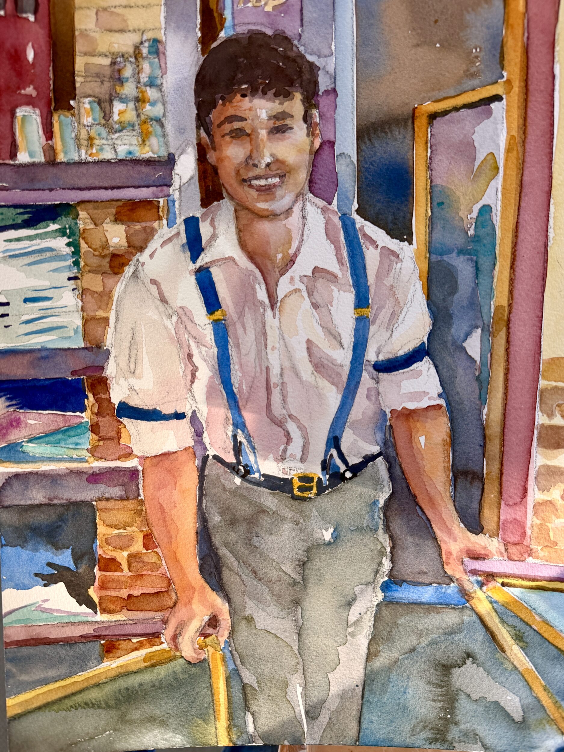 Cheerful Waiter Watercolor by Joanna Dole Cheerful Waiter Watercolor by Joanna Dole